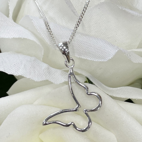 Sterling silver open butterfly pendant on a silver chain