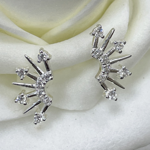 Silver and cubic zirconia spike detail earrings